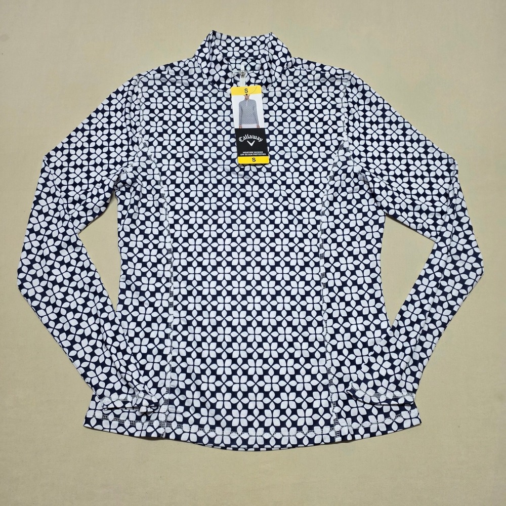 Callaway Weather Series Women Small Navy Geometric 1/4 Zip UPF 50 Sun Protection